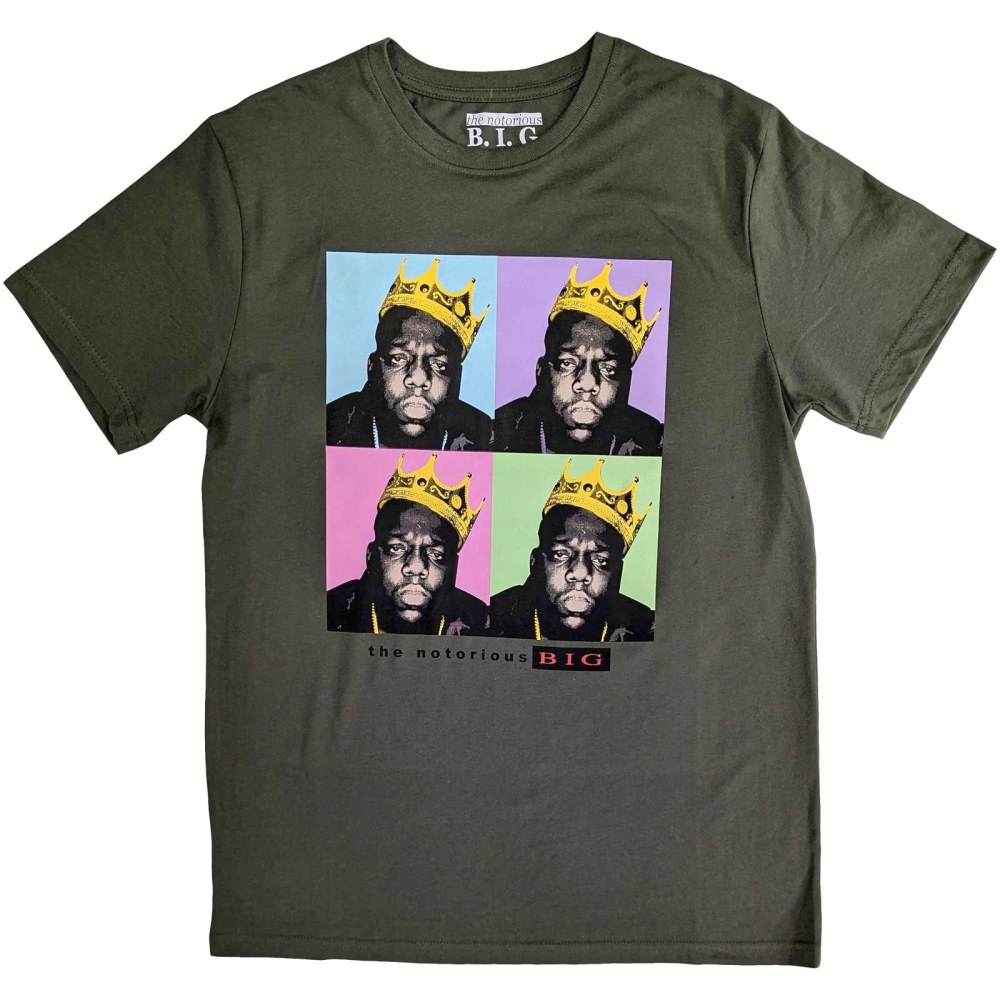 Biggie Smalls - Crown Pop Art Heren Tshirt - Groen